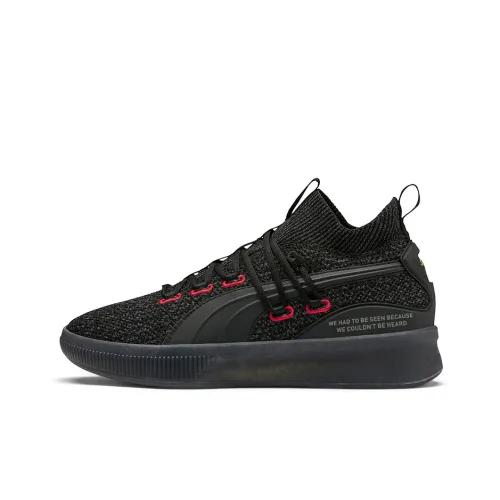 PUMA Clyde Court Reform Амортизация Противоскользящее покрытие Легкий Отскок MID Баскетбольные кроссовки Мужской Черный Красный