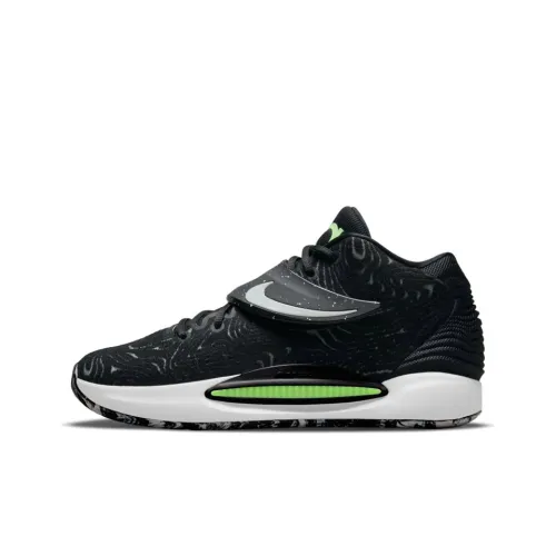Nike KD 14 Цвет KD EP MID Топ Баскетбольные кроссовки для игры Унисекс Черный Зеленый Азиатская Версия