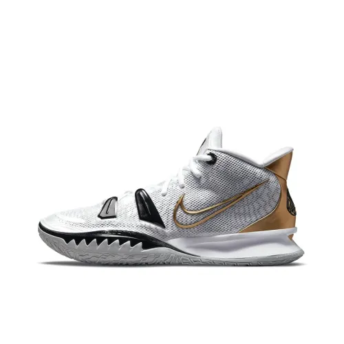 Nike Kyrie 7 EP MID Топ Баскетбольные кроссовки для игры Унисекс Белый черный золотой Азиатская версия