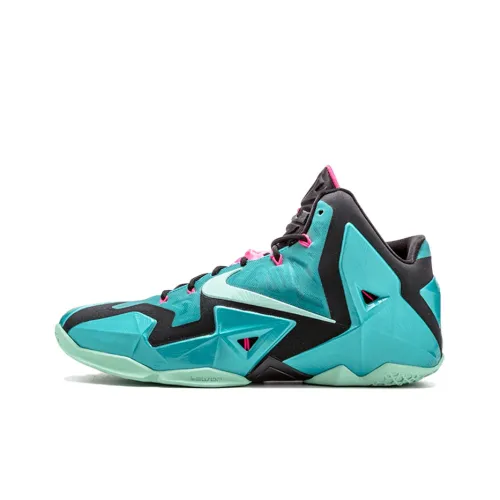 nike Lebron 11 South Beach Lebron 11 Амортизация Поддержка MID Топ Баскетбольные кроссовки Мужской Мятно-зеленый