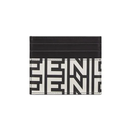 FENDI Коровья кожа Держатель для карт Унисекс Черный Белый