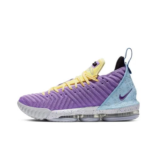 Nike Lebron 16 Low Топ Баскетбольные кроссовки Мужской Фиолетовый Желтый