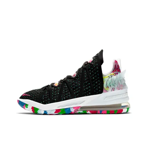 Nike Lebron 18 Low Топ Баскетбольные кроссовки Унисекс Черный Белый Розовый Азиатская версия