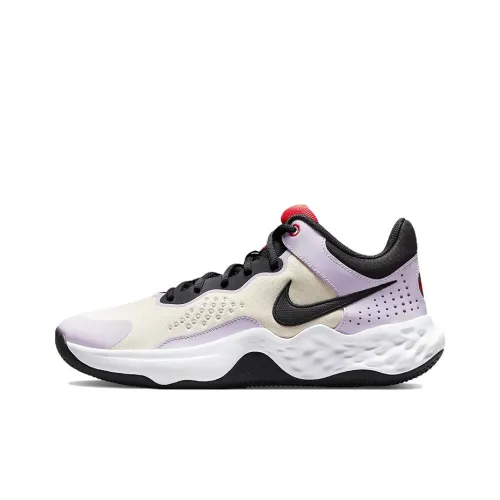 Nike Fly By Mid 3 Slip Resistant Abrasion Resistant Дышащий Низкий Топ Баскетбольные Кроссовки Унисекс Белый Фиолетовый