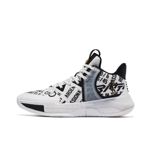 QIAODAN Battle Blade 5TEAM Амортизаторы Shock противоскользящие устойчивые к истиранию MID топ баскетбольные кроссовки мужской белый черный