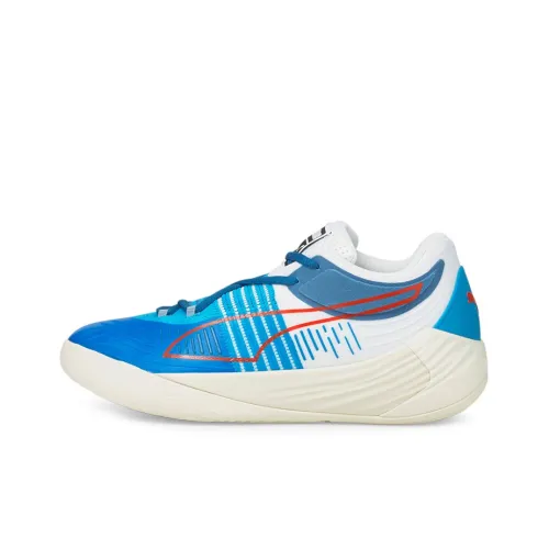 PUMA Fusion Nitro Шокабойеры Противоскользящие Устойчивые к истиранию Низкий Топ Баскетбольные Кроссовки Унисекс Синий Белый