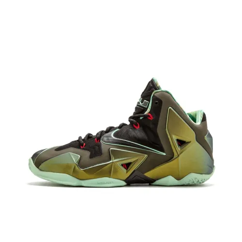 Nike Lebron 11 King's Pride Non Slip Легкий MID Баскетбольные кроссовки для игры Мужской Черный Зеленый