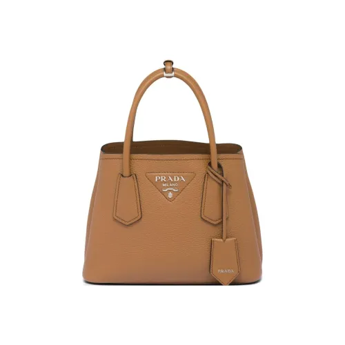 PRADA Двойная кожаная сумка через плечо мини-сумка женская карамельно-коричневый