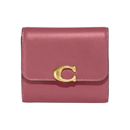 COACH Bandit Коровья кожа Держатель для карт Кошелек для монет Женский кошелек Рубиновый красный