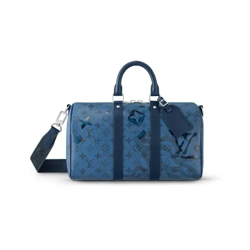 LOUIS VUITTON Keepall Покрытый холст с коровья кожа цветовая комбинация сумка через плечо сумка на плечо женская синий