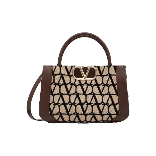 Valentino Vlogo Кожаная отделка Сумка через плечо Сумка Маленькая Женская Коричневая Бежевая