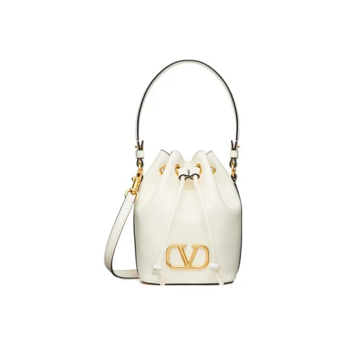 Valentino Vlogo Мягкая овчина ведрообразная сумка сумка через плечо мини-сумка женская цвет слоновая кость