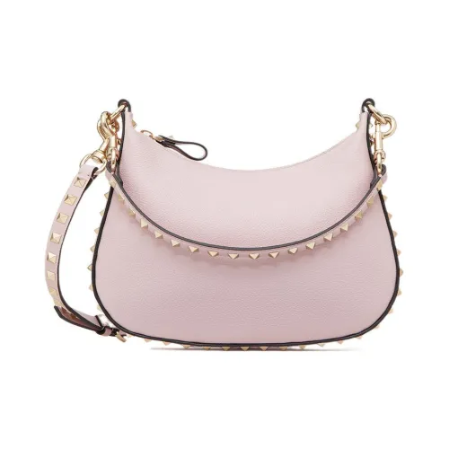 Valentino Rockstud Телячья кожа с текстурой Сумка-хобо Сумка через плечо Маленькая Женская Розовая