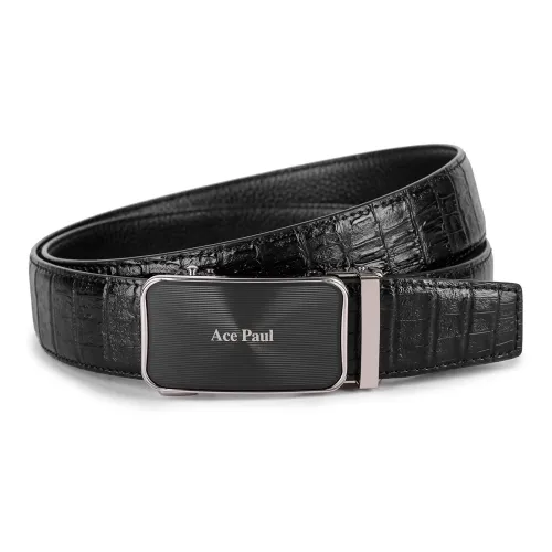 Ace Paul Матовая отделка крутой черный линия полосы автоматическая застежка кожаные ремни мужской ширина 3,5 см