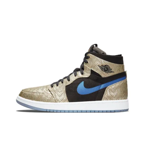 Jordan Air Jordan 1 High Zoom Air CMFT Gc 'Золотой Лазерный' Высокий Топ Винтажные Баскетбольные Кроссовки Унисекс Черный Золото