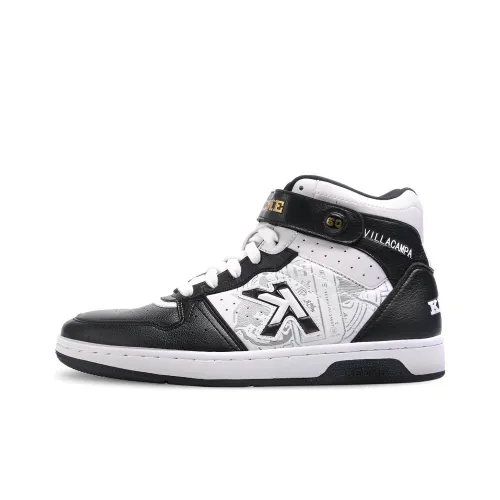 KELME Slip-resistant Abrasion-resistant Thermal High-Top Vintage Basketball Shoes Unisex Black White Кроссовки KELME с противоскользящим и износостойким покрытием термическими высокими верхами винтажные унисекс черно-белые
