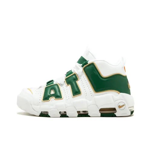 Nike Air More Uptempo Atlanta Non Slip Lightweight MID Топ Винтажные баскетбольные кроссовки Мужской Зеленый Белый