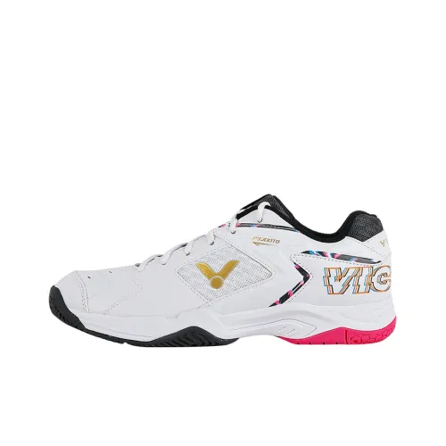 VICTOR 9200 Packs Амортизаторы Slip-resistant и устойчивые к истиранию Низкий топ Бадминтон Обувь Unisex Белый Розовый