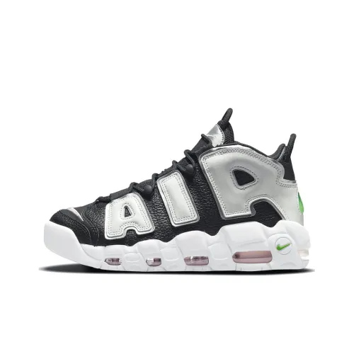 Nike Air More Uptempo MID Топ Винтажные Баскетбольные Кроссовки Женские Черный Белый Серебряный