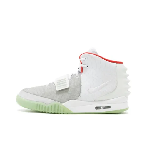 Nike Air Yeezy 2 Nrg Kanye West Амортизация Высокий Топ Винтажные Баскетбольные Кроссовки Мужские Серый Белый