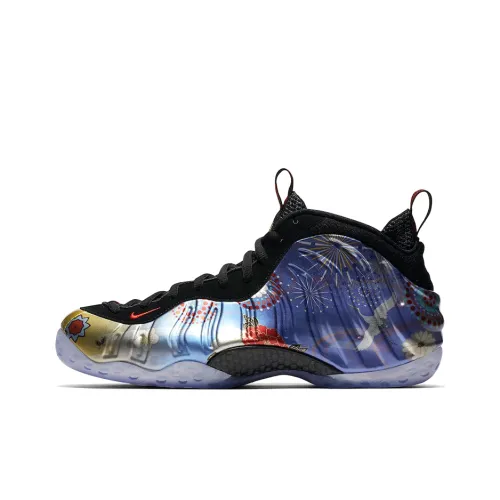 Nike Foamposite One MID Топ Винтажные Баскетбольные Кроссовки Унисекс Черный Синий