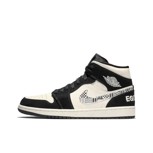 Jordan Air Jordan 1 MID BHM Equality Черный Месяц истории 2019 MID Топ Винтажные баскетбольные кроссовки Мужской Черно-белая панда