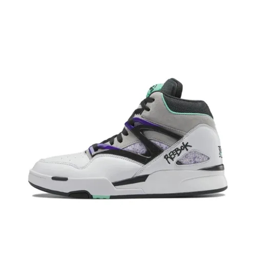Reebok Pump Omni Zone 2 'Jazz' Устойчивый к истиранию Дышащий Высокий Верх Винтажные Баскетбольные Кроссовки Мужские Серый Черный Фиолетовый
