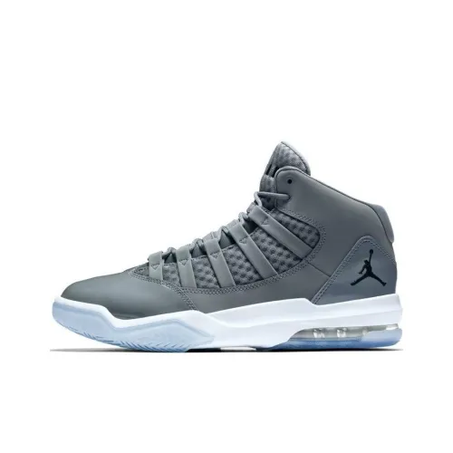 Jordan Max Aura 1 'Cool GREY' Амортизаторы Slip-resistant MID Топ Винтажные баскетбольные кроссовки Мужские Серый Белый