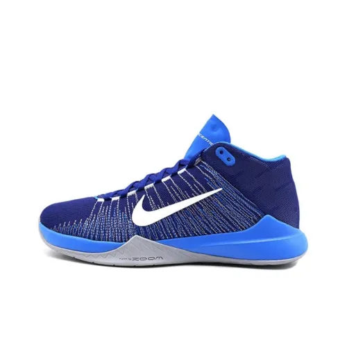 nike Zoom Ascention Zoom Ascention EP Амортизация Износостойкий MID Топ Винтажные баскетбольные кроссовки Мужской Синий Белый