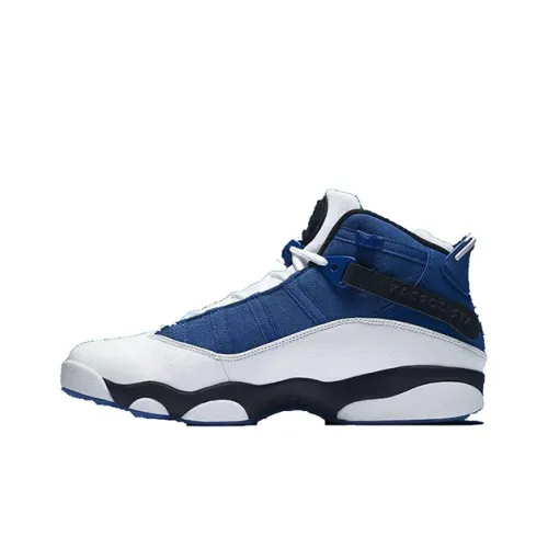 Jordan Air Jordan 6 Кольца Амортизаторы Slip-resistant MID Топ Винтажные баскетбольные кроссовки Мужской Синий Белый