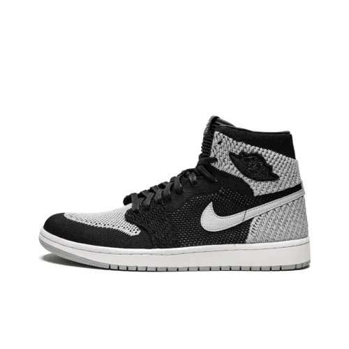 Jordan Air Jordan 1 Ретро High Flyknit Shadow Non Slip Легкий High Топ Винтажные баскетбольные кроссовки Мужской Черный Серый
