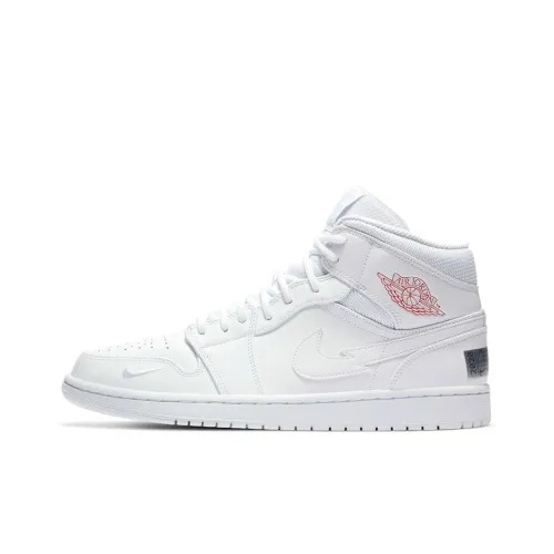 Jordan Air Jordan 1 MID 'Euro Tour' Lightning MID Top Винтажные баскетбольные кроссовки Мужской Белый Красный