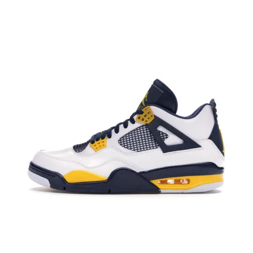 Jordan Air Jordan 4 Retro Cal Marquette PE MID Топ Винтажные баскетбольные кроссовки Мужской Белый Желтый