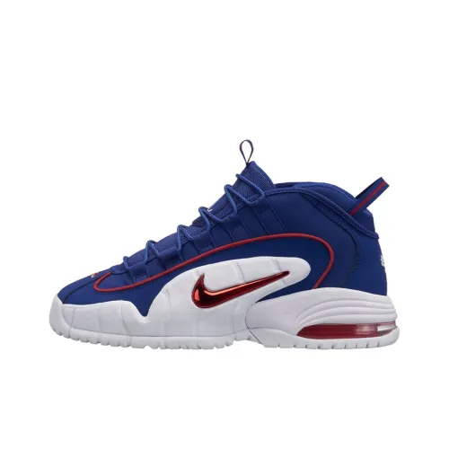 Nike Air Max Penny USA MID Топ Винтажные баскетбольные кроссовки Унисекс Синий Белый
