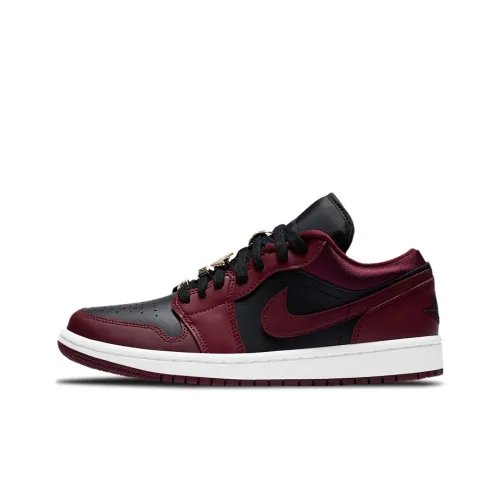 Jordan Air Jordan 1 Low Топ Винтажные Баскетбольные Кроссовки Женские Черный Бордовый