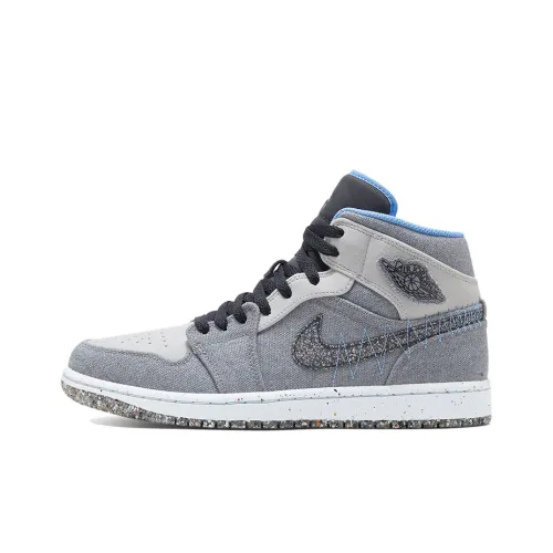 Jordan Air Jordan 1 MID SE 'Crater' MID Топ Винтажные баскетбольные кроссовки Мужской Серый черный синий