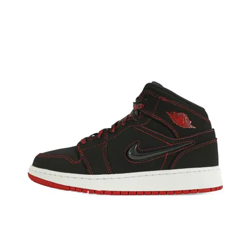 Jordan Air Jordan 1 'Come FLY с ME' Амортизация Баланс MID Топ Винтажные баскетбольные кроссовки Женские Черно-красный