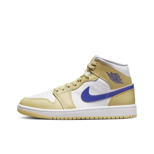 Jordan Air Jordan 1 MID 'Лимон Wash' MID Топ Винтажные баскетбольные кроссовки Женские Желтый Белый