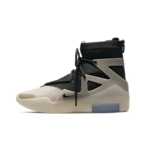 Fear Of God x Nike Air Fear Of God 1 High Топ Винтажные баскетбольные кроссовки Мужской Черный Белый Серый