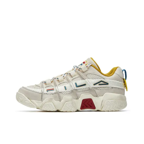 FILA FUSION Buster Пухлые туфли Низкий Топ Винтажные баскетбольные кроссовки Женские Белые Желтые