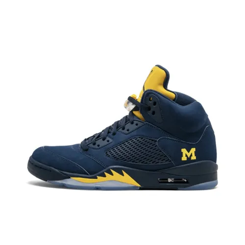 Jordan Air Jordan 5 Retro Michigan Pe Non Slip Lightweight MID Top Винтажные баскетбольные кроссовки Мужской Темно-синий