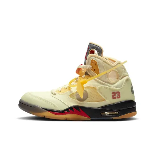 Off Белый x Jordan Air Jordan 5 Retro SP 'Sail' High Top Баскетбольные кроссовки Унисекс Белый парус