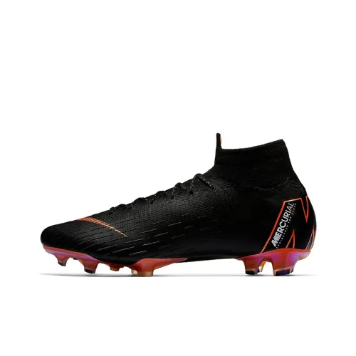 Nike Mercurial Superfly 6 FG Твердый Грунт Амортизаторы Уменьшение Ударов Противоскользящие Устойчивые к Износу Футбольные Бутсы Мужские Черные