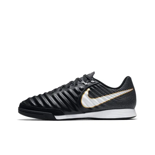 nike Tiempo IC IN Для помещений Амортизаторы Slip-resistant Abrasion-resistant Футбольные бутсы Черный