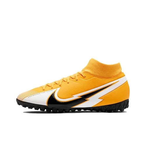 Nike Mercurial Superfly 7 TF Шипы Амортизаторы Slip-resistant Дышащие Футбольные бутсы Унисекс Черный Желтый