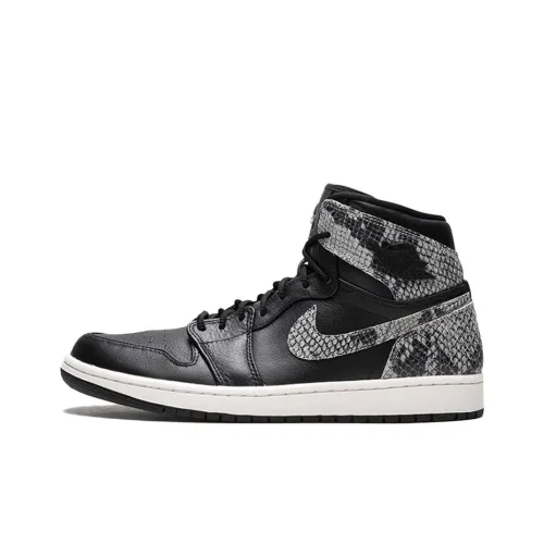 Jordan Air Jordan 1 Ретро High Black Snake High Топ Винтажные баскетбольные кроссовки Женские Черный Серебряный