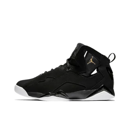 Jordan Air JORDAN 7 True Flight Non Slip Легкий Высокий Топ Винтажные Баскетбольные Кроссовки Женские Черный Золото