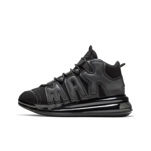 Nike Air More Uptempo 720 Амортизаторы Shock Absorbers Противоскользящие MID Топ Винтажные баскетбольные кроссовки Унисекс Черный