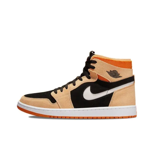 Jordan Air Jordan 1 Zoom Air Cmft 'Pumpkin Spice' Высокие Кеды Винтажные Баскетбольные Кроссовки Мужские Оранжевые Желтые