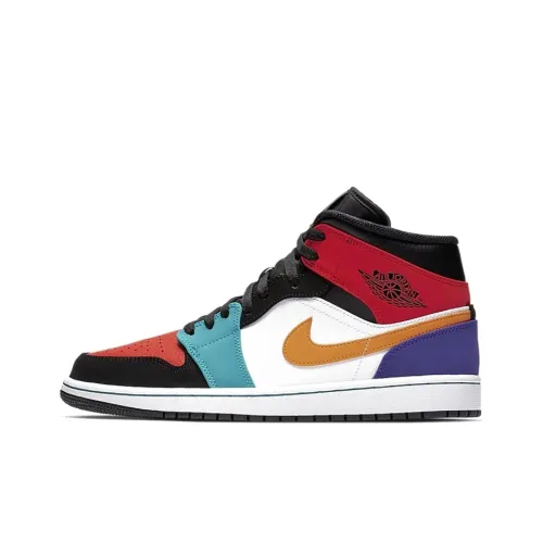 Jordan Air Jordan 1 MID Белый Красный MULTI MID Топ Винтажные баскетбольные кроссовки Мужской Многоцветный